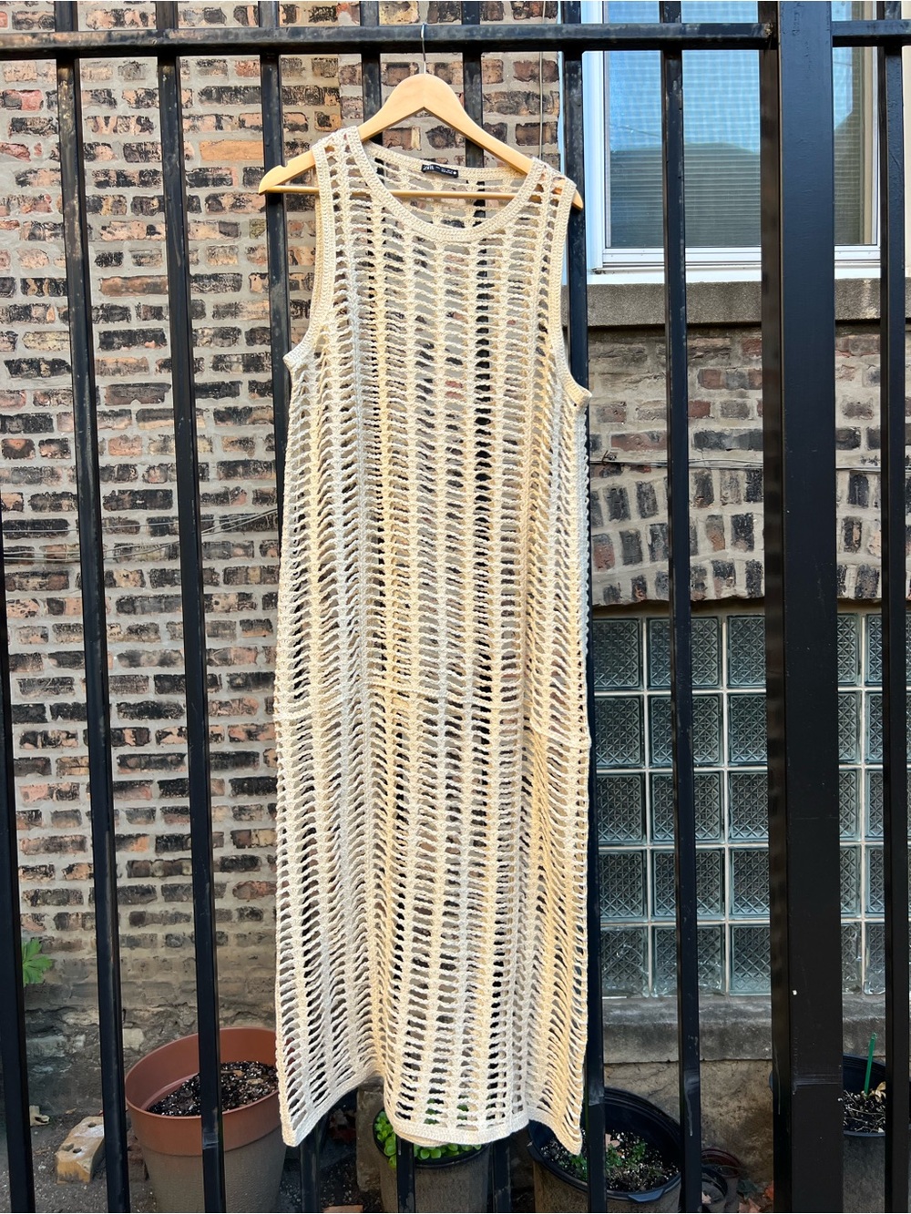 Shiny cream/light beige long dress Zara